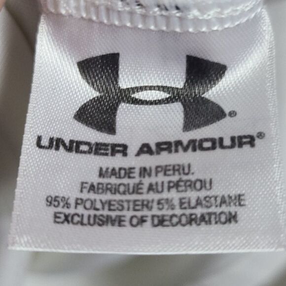 Under Armour White HeatGear Men's Polo Shirt Large Short Sleeve Jersey Knit UA - Picture 6 of 8